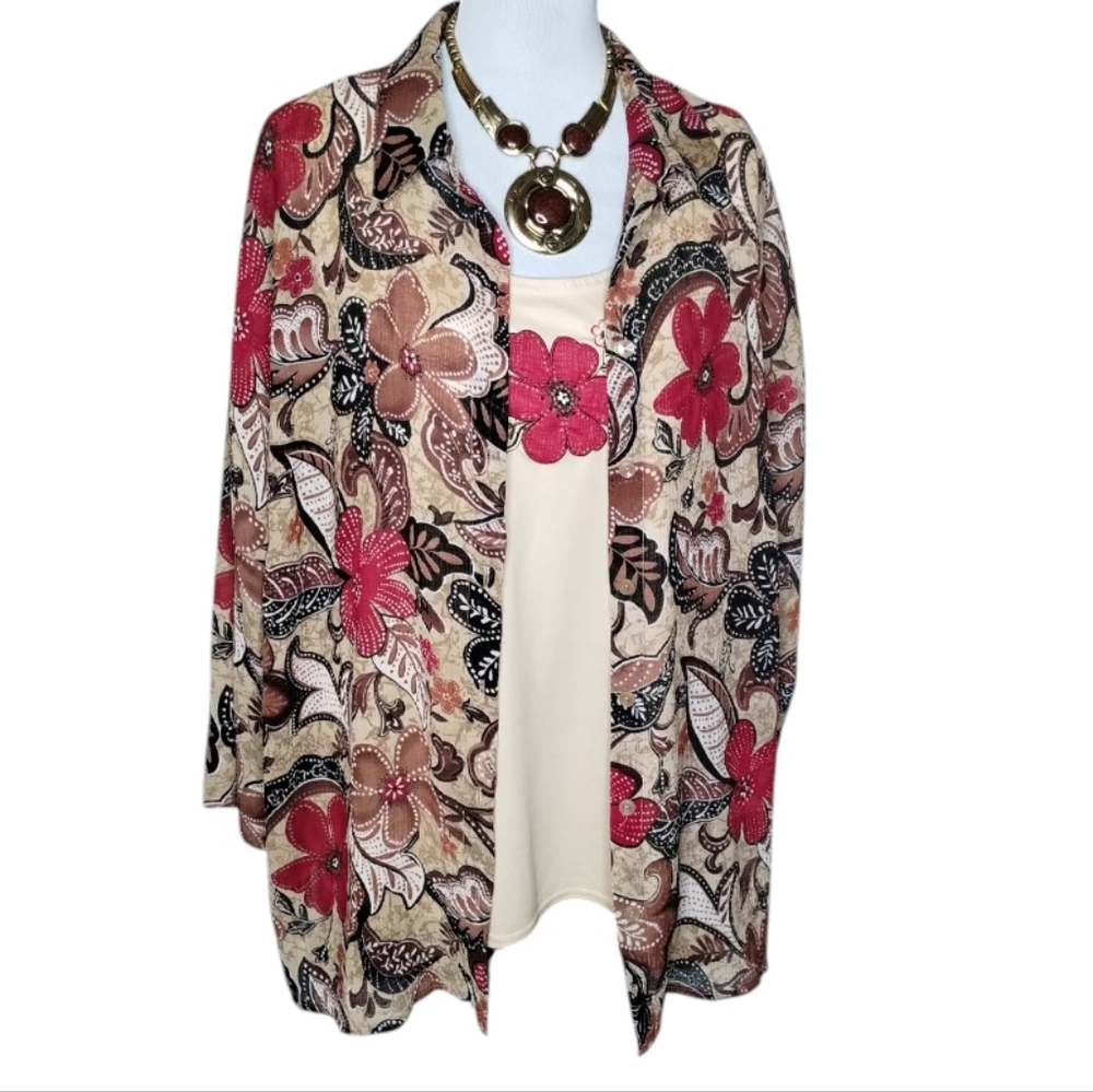 Alfred Dunner Floral Print Two Piece Set Size 20W